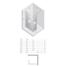 New Trendy Eventa Gold Shine Kabina WALK-IN z dodatkową ścianką 150x43x200 cm 8mm (EXK-4858+EXK-4862)