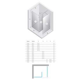 New Trendy Eventa Gold Shine Kabina prysznicowa walk in 3 ścianki 110x70x23x200 cm (EXK-4889+EXK-4863+EXK-4860)