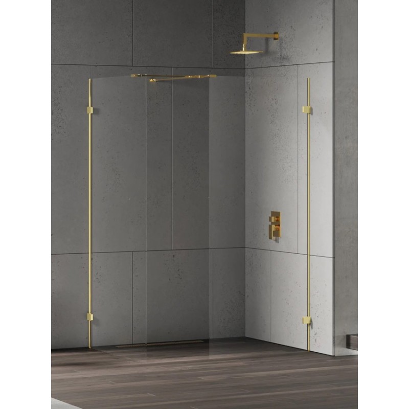 New Trendy Eventa Gold Shine Kabina prysznicowa WALK-IN U 160x80x200 8mm Active Shield 2.0 (EXK-4874)