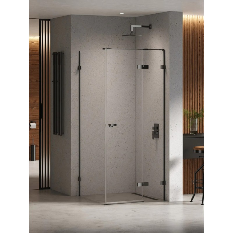 New Trendy Eventa Black Chrome Kabina prysznicowa 1D kwadratowa Prawa 100x100x200 cm 8mm Active Shield 2.0 (EXK-6190)