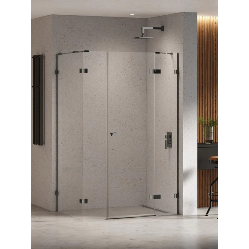 New Trendy Eventa Black Chrome Kabina prysznicowa PLUS 1D prostokątna Lewa 130x100x200 cm 8mm Active Shield 2.0 (EXK-6244)