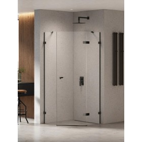 New Trendy Eventa Black Chrome Kabina prysznicowa 1D pięciokątna Prawa 90x90x200 cm 8mm Active Shield 2.0 (EXK-6291)