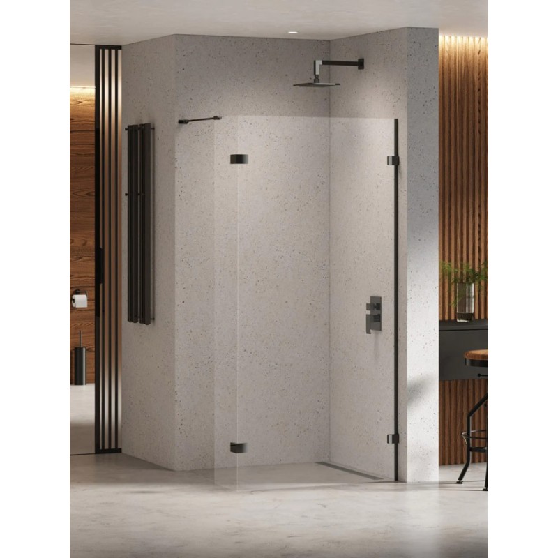 New Trendy Eventa Black Chrome Kabina prysznicowa walk in 3 ścianki 100x80x43x200 cm (EXK-6323+EXK-6328+EXK-6319)