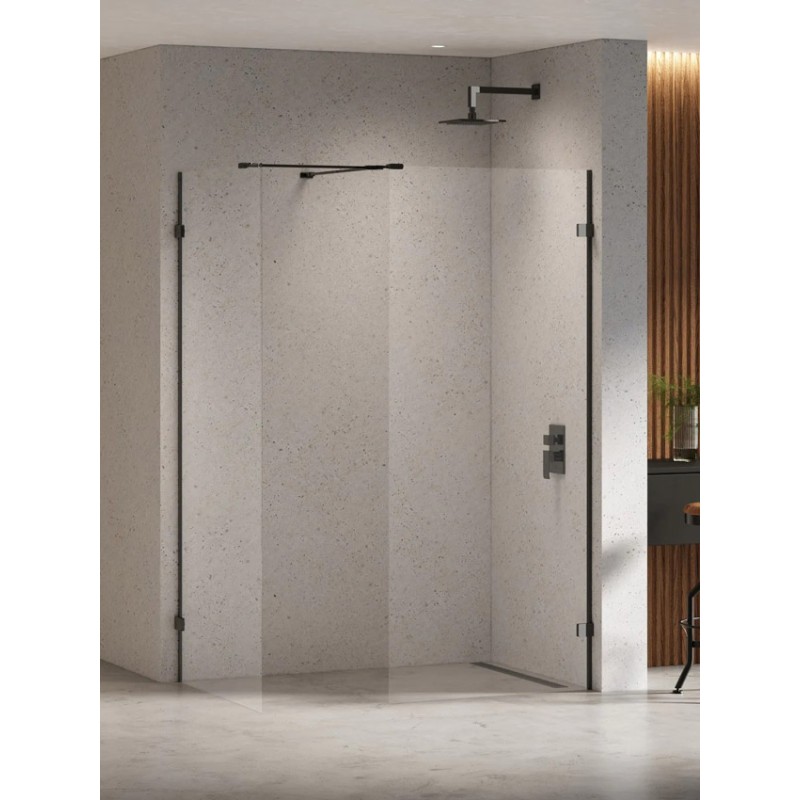 New Trendy Eventa Black Chrome Kabina prysznicowa WALK-IN U 150x80x200 cm 8mm Active Shield 2.0 (EXK-6340)