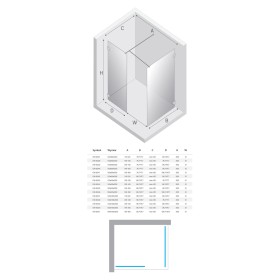 New Trendy Eventa Black Chrome Kabina prysznicowa WALK-IN U 150x100x200 cm 8mm Active Shield 2.0 (EXK-6350)
