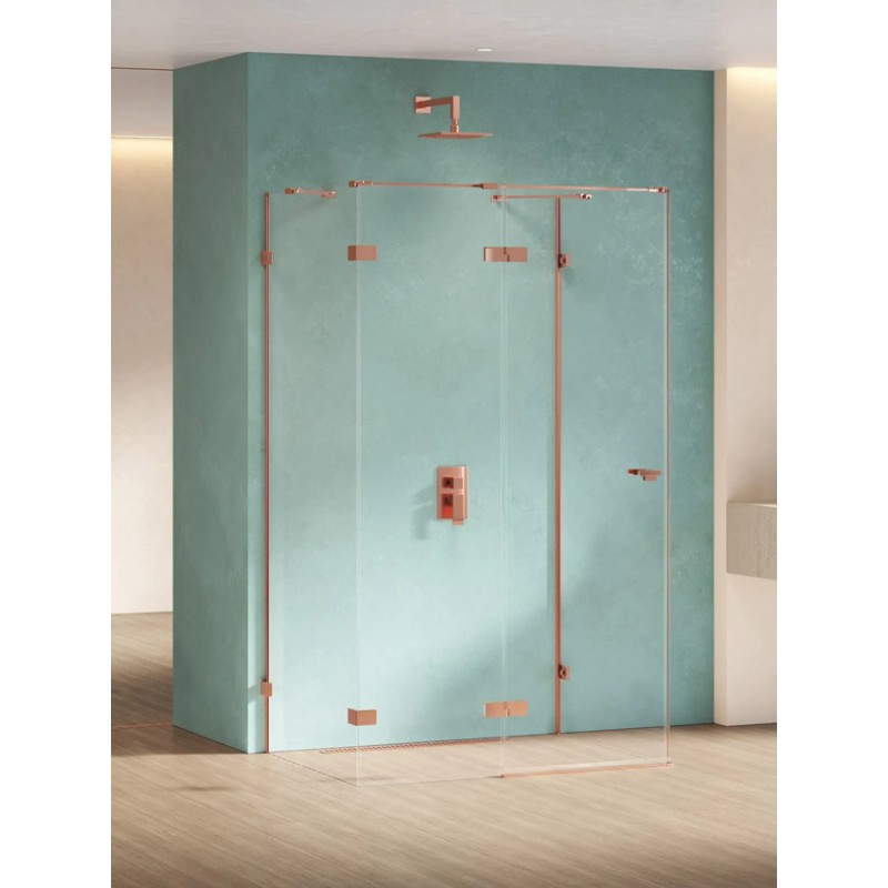New Trendy Eventa Copper Shine Kabina prysznicowa 1D prostokątna przyścienna L 100x80x200 cm 8mm Active Shield 2.0 (EXK-6485)