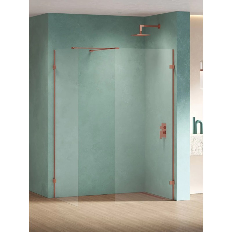 New Trendy Eventa Copper Shine Kabina prysznicowa WALK-IN U 130x100x200 cm 8mm Active Shield 2.0 (EXK-6573)