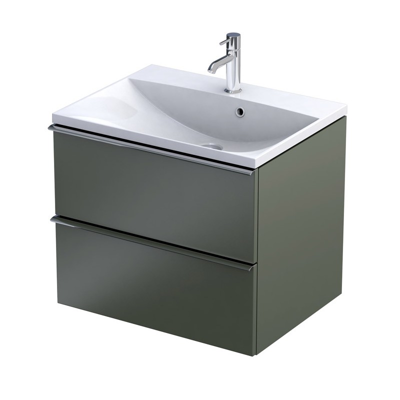 Oristo Etna Szafka Podumywalkowa Zielony Mat + Umywalka Konglomeratowa Amelia 60 cm (OR52-SD2S-60-17+UME-AM-60-92)