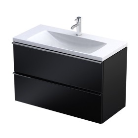 Oristo Etna Compact Szafka Podumywalkowa Czarny Mat + Umywalka konglomeratowa 80 cm (OR52C-SD2S-80-8+UME-C-ET-80-92)