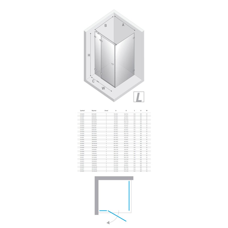 New Trendy Avexa Kabina prysznicowa 1D prostokątna lewa 110x70x200 cm Active Shield 2.0 (EXK-6867)