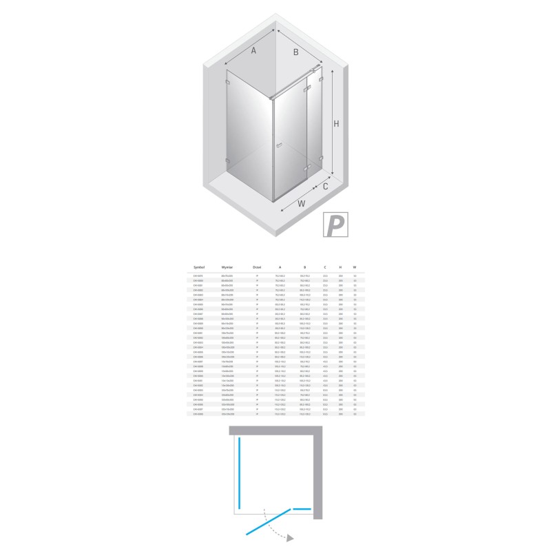 New Trendy Avexa Kabina prysznicowa 1D prostokątna prawa 90x70x200 cm Active Shield 2.0 (EXK-6885)