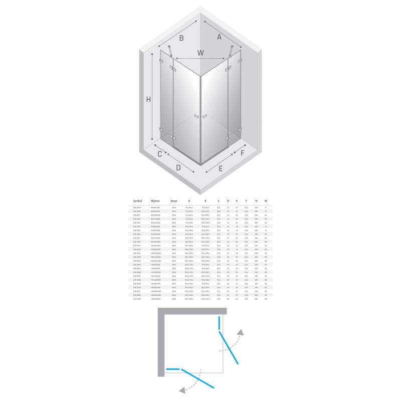 New Trendy Avexa Kabina prysznicowa 2D prostokątna 80x100x200 cm Active Shield 2.0 (EXK-6911)
