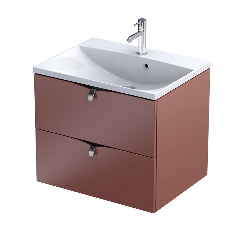 Oristo Siena Szafka Podumywalkowa ceglany mat + Umywalka Ceramiczna Cera 60 cm (OR45-SD2S-60-19+UME-CE-60-91)