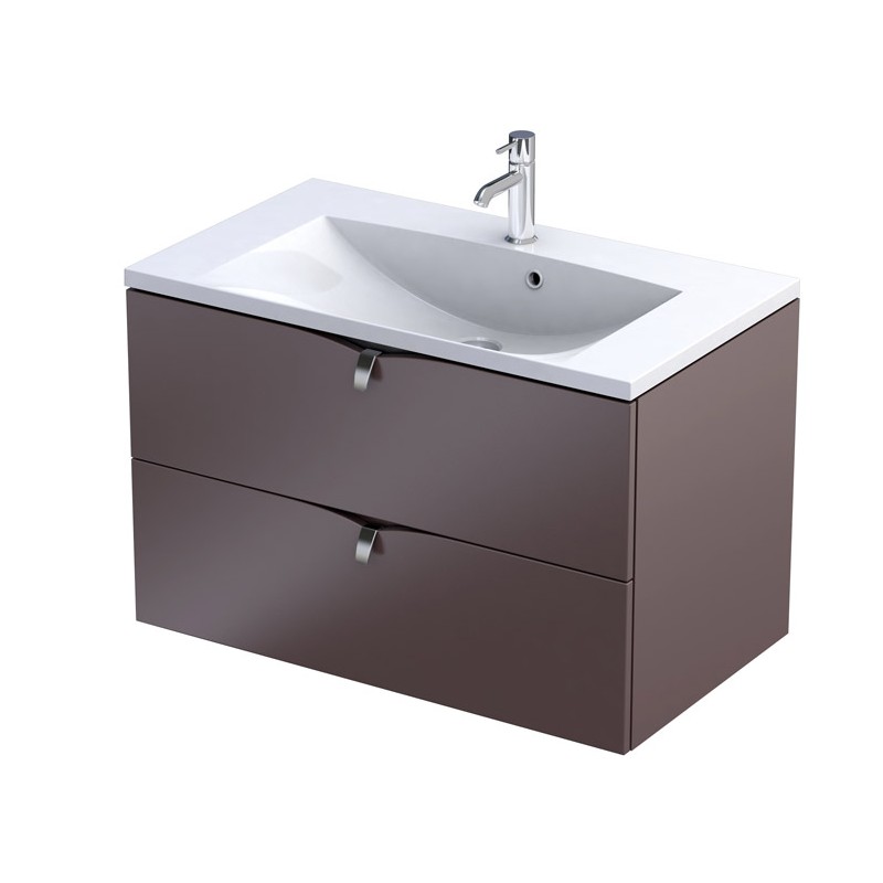 Oristo Siena Szafka Podumywalkowa mokka mat + Umywalka Konglomeratowa Amelia 80 cm (OR45-SD2S-80-21+UME-AM-80-92)