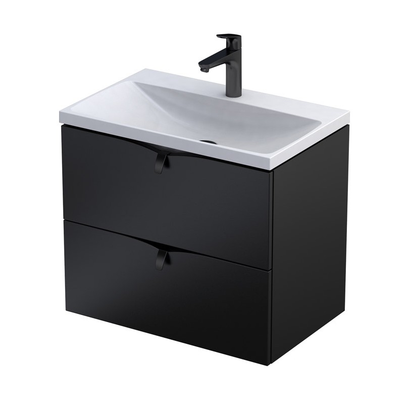 Oristo Siena Compact Szafka podumywalkowa dwie szuflady czarny mat 60 cm (OR45C-SD2S-60-8)