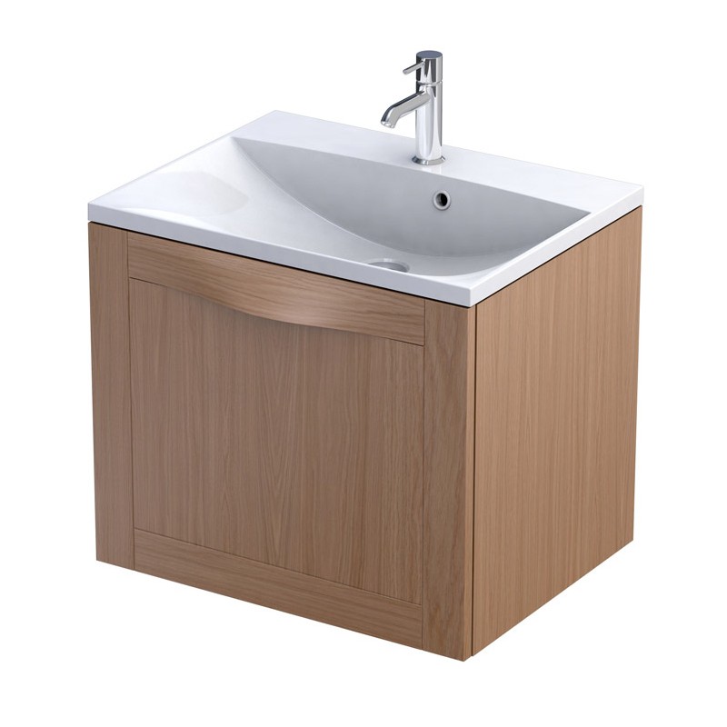 Oristo Skagen Szafka Podumywalkowa dąb naturalny + Umywalka Ceramiczna Cera 60 cm (OR49-SD1S-60-80+UME-CE-60-91)