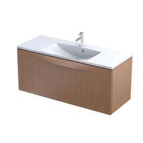 Oristo Skagen Szafka Podumywalkowa dąb naturalny + Umywalka Podwójna Konglomeratowa Amelia 120 cm (OR49-SD1S-120-80+UME-AM-120-9