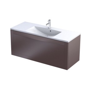 Oristo Skagen Szafka Podumywalkowa mokka mat + Umywalka podwójna Ceramiczna Bold 120 cm (OR49-SD1S-120-21+UME-BD-120-91-D)