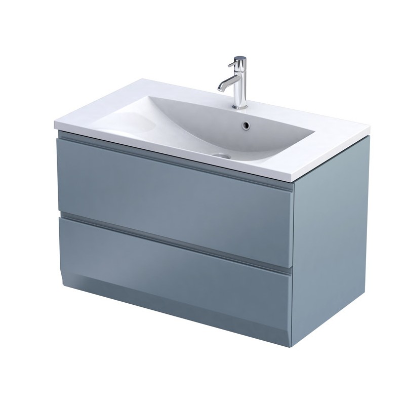 Oristo Brylant Szafka Podumywalkowa szaroniebieski mat + Umywalka Konglomeratowa Amelia 60 cm (OR36-SD2S-60-16-V3+UME-AM-60-92)