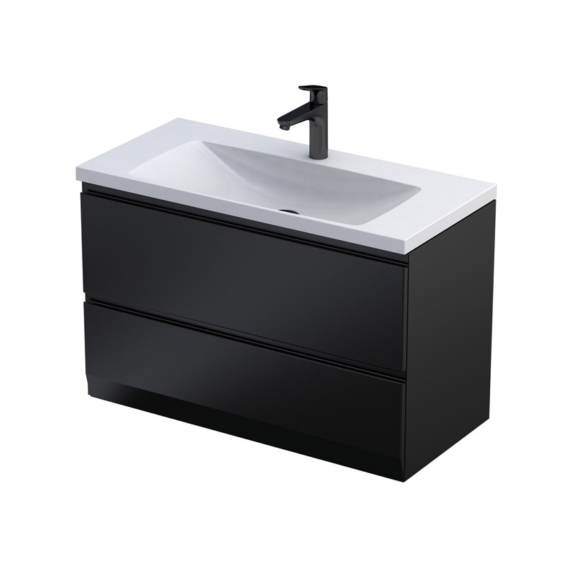 Oristo Brylant Compact Szafka Podumywalkowa Czarny Mat + Umywalka konglomeratowa 80 cm (OR36C-SD2S-80-8+UME-C-ET-80-92)