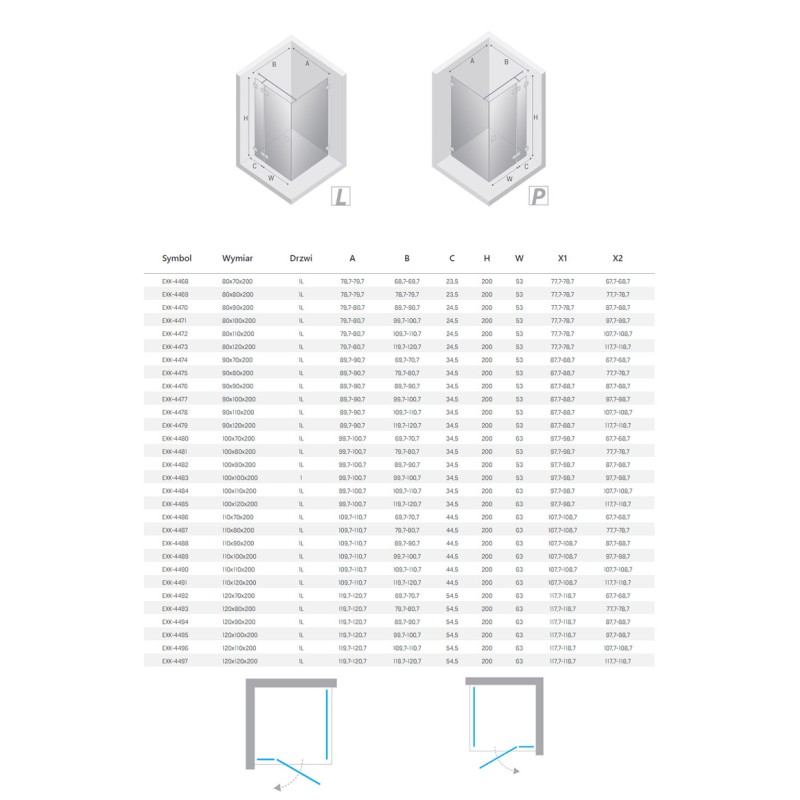 New Trendy Eventa Kabina prysznicowa prostokątna L 80x110x200 szkło czyste 8mm Active Shield 2.0  (EXK-4472)