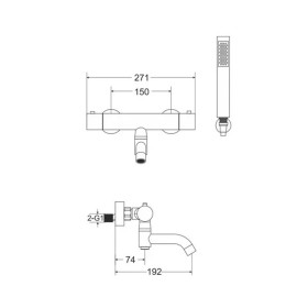 Besco Veo bateria wannowa ścienna termostatyczna Grafit (BW-VST-GR)