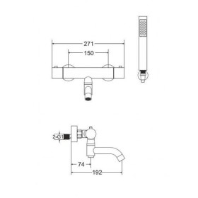 Besco Veo bateria wannowa ścienna termostatyczna Czarny mat (BW-VST-CZ)