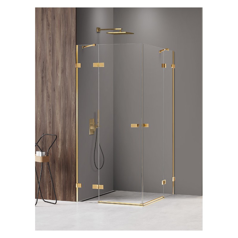New Trendy Avexa XR Gold Shine kabina prysznicowa 2D prostokątna 90x100x200 cm Active Shield 2.0 (EXK-6817)