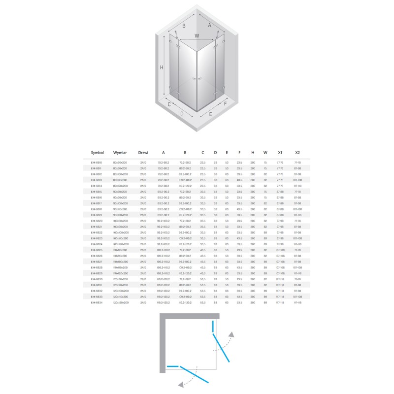 New Trendy Avexa XR Gold Shine kabina prysznicowa 2D prostokątna 90x100x200 cm Active Shield 2.0 (EXK-6817)