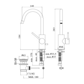 Paffoni Light Bateria umywalkowa wysoka czarny mat (LIG078NO)