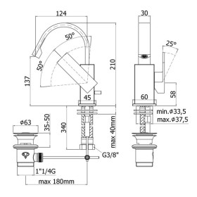 Paffoni Effe Bateria stojąca niska (z korkiem clickclack) chrom (EF838KCR)