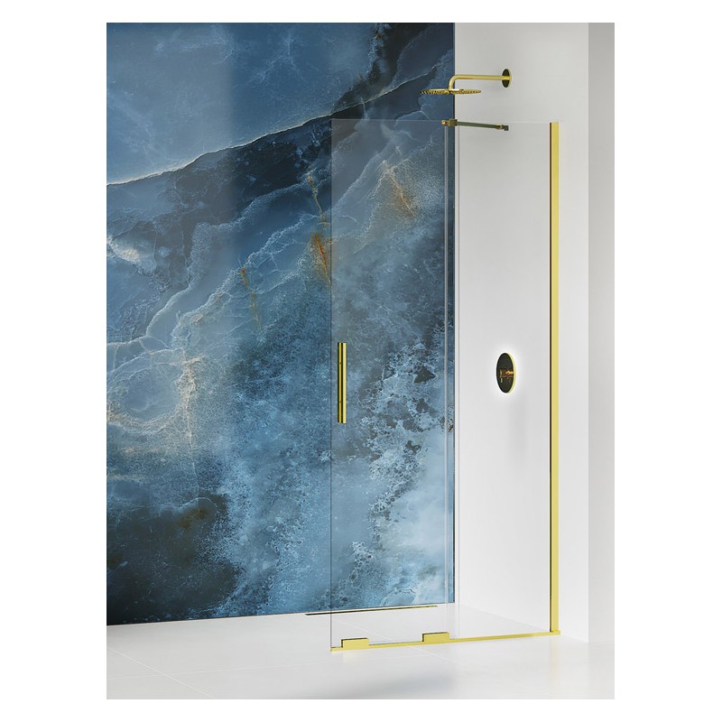 New Trendy Smart Light Gold Kabina prysznicowa 1D walk-in U 150x200 cm Active Shield 2.0 - WSPORNIK SKOŚNY (EXK-4300-WU)