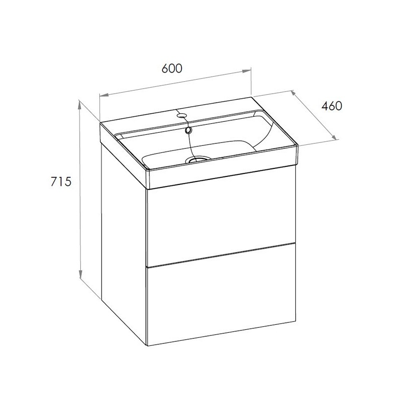 Roca Ella Zestaw łazienkowy Unik (szafka+umywalka) biały połysk 60 cm (A857769806+A327686004)