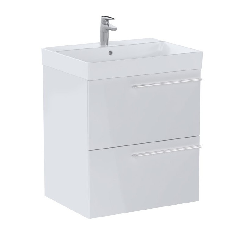 Roca Ella Zestaw łazienkowy Unik (szafka+umywalka) biały połysk 60 cm (A857769806+A327686004)