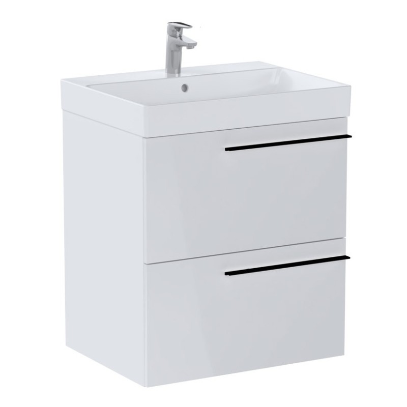 Roca Ella Zestaw łazienkowy Unik (szafka+umywalka) biały połysk 60 cm (A857769806+A327686004)