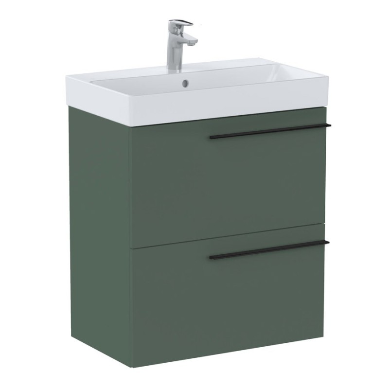 Roca Ella Zestaw łazienkowy Unik Compacto (szafka+umywalka) zielony mat 60 cm (A857778534+A327684004)