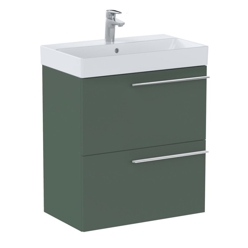 Roca Ella Zestaw łazienkowy Unik Compacto (szafka+umywalka) zielony mat 60 cm (A857778534+A327684004)