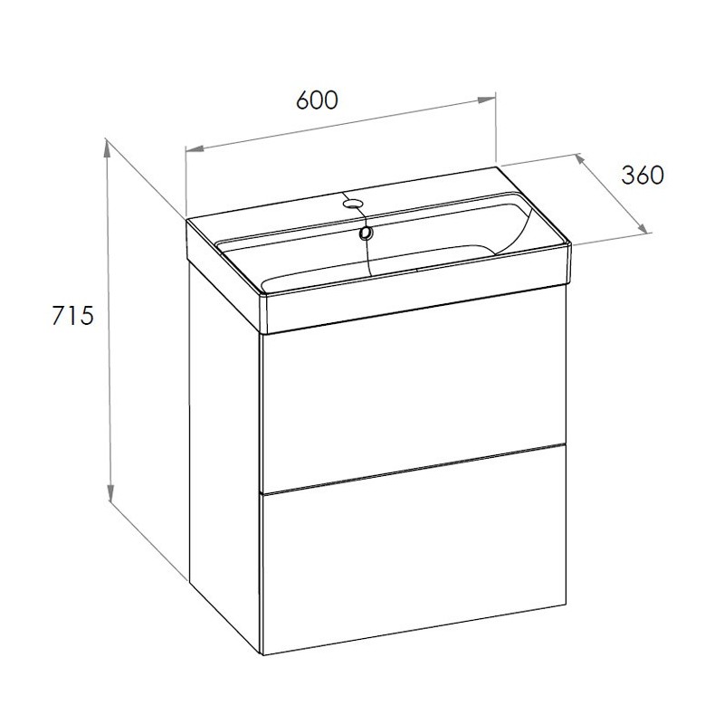 Roca Ella Zestaw łazienkowy Unik Compacto (szafka+umywalka) zielony mat 60 cm (A857778534+A327684004)