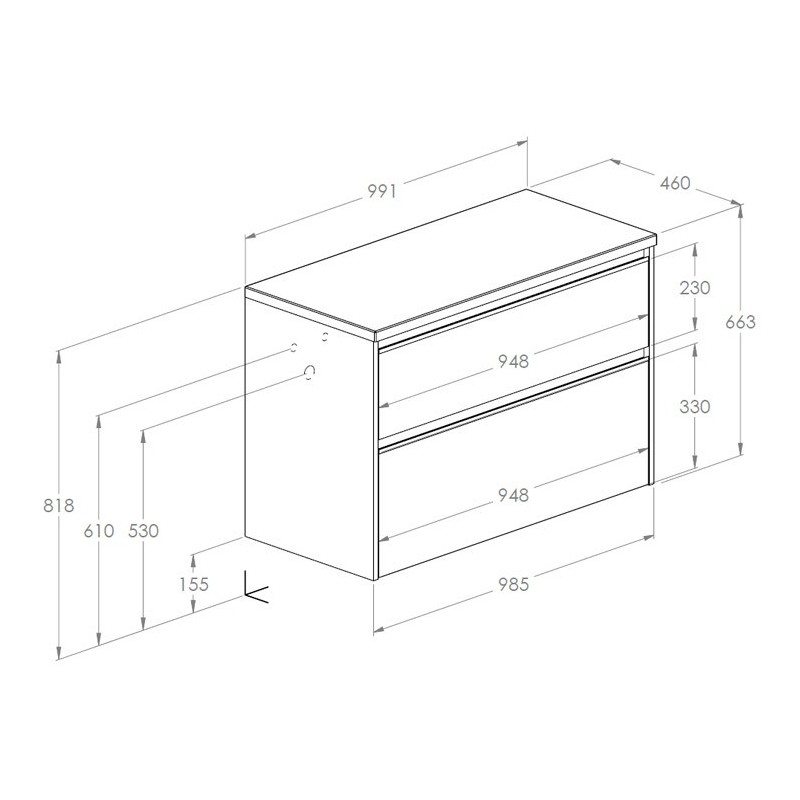 Roca Gap Pro Szafka łazienkowa 100 cm z 2 szufladami biały połysk (A857901806)