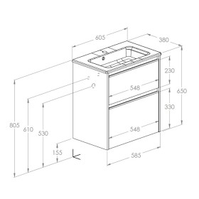 Roca Gap Pro Wąski Zestaw łazienkowy Unik Compact szafka z umywalką slim 60 cm jasny dąb (A857908464+A3279AC000)