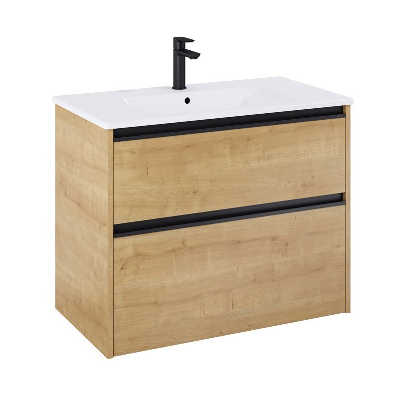 Roca Gap Pro Zestaw łazienkowy Unik szafka z umywalką slim 80 cm jasny dąb (A857898464+A3279A4000)