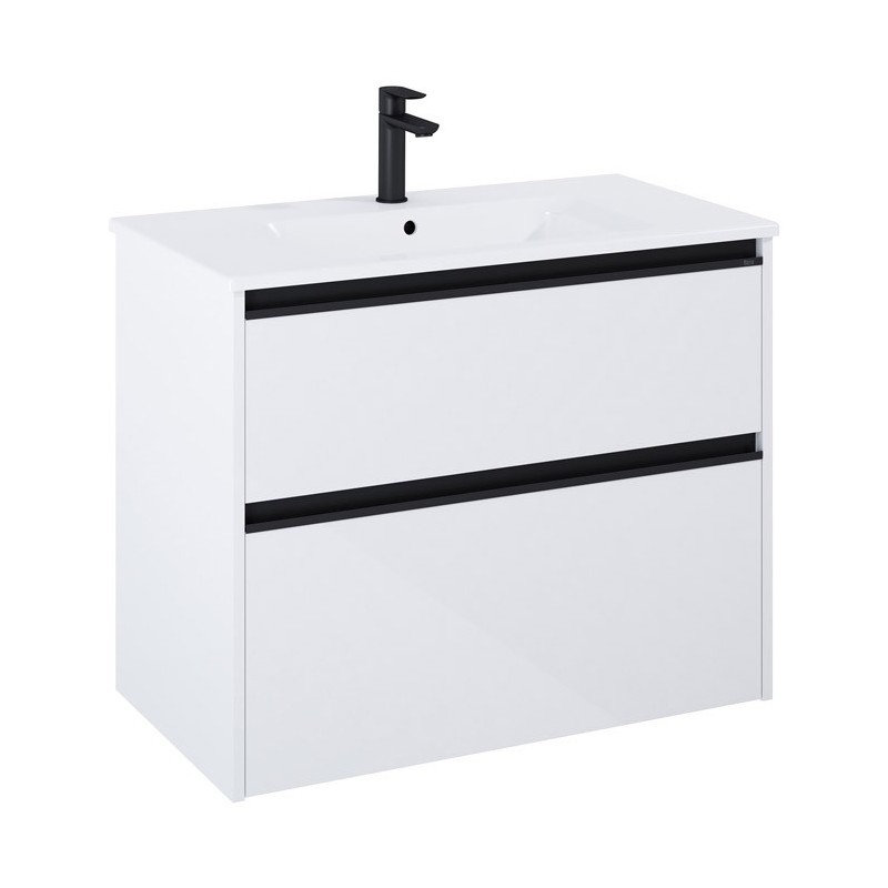 Roca Gap Pro Zestaw łazienkowy Unik szafka z umywalką slim 80 cm biały połysk (A857898806+A3279A4000)