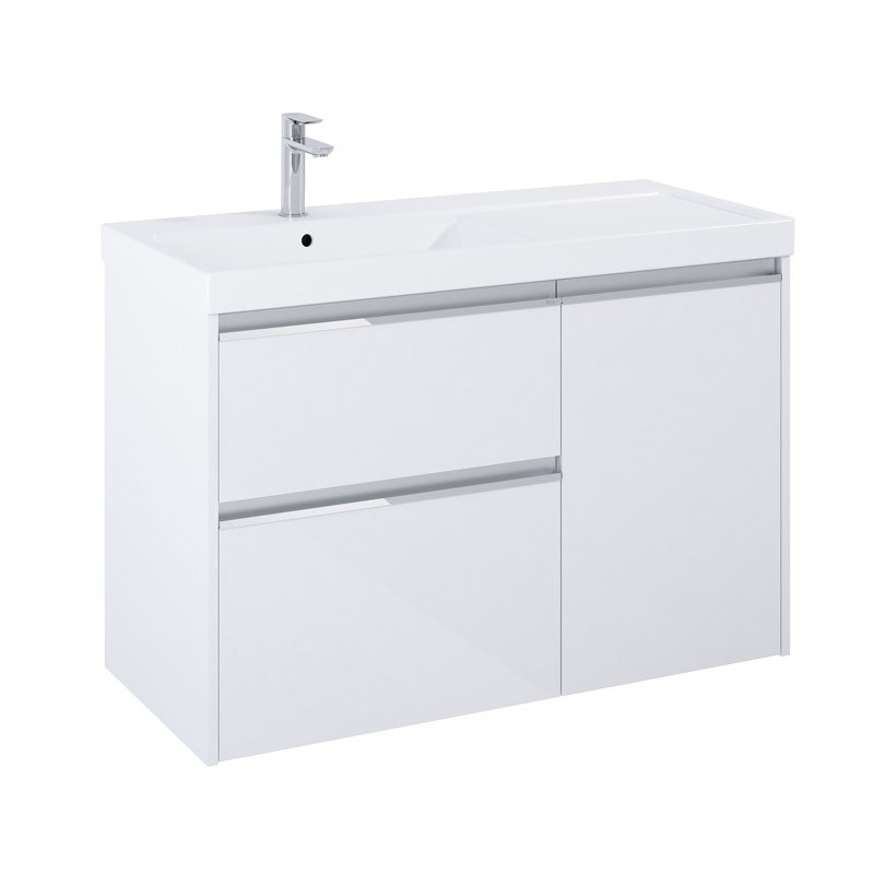 Roca Gap Pro Zestaw łazienkowy Unik szafka z koszem cargo + umywalka lewa 100 cm biały połysk (A857904806+A3270MB004)