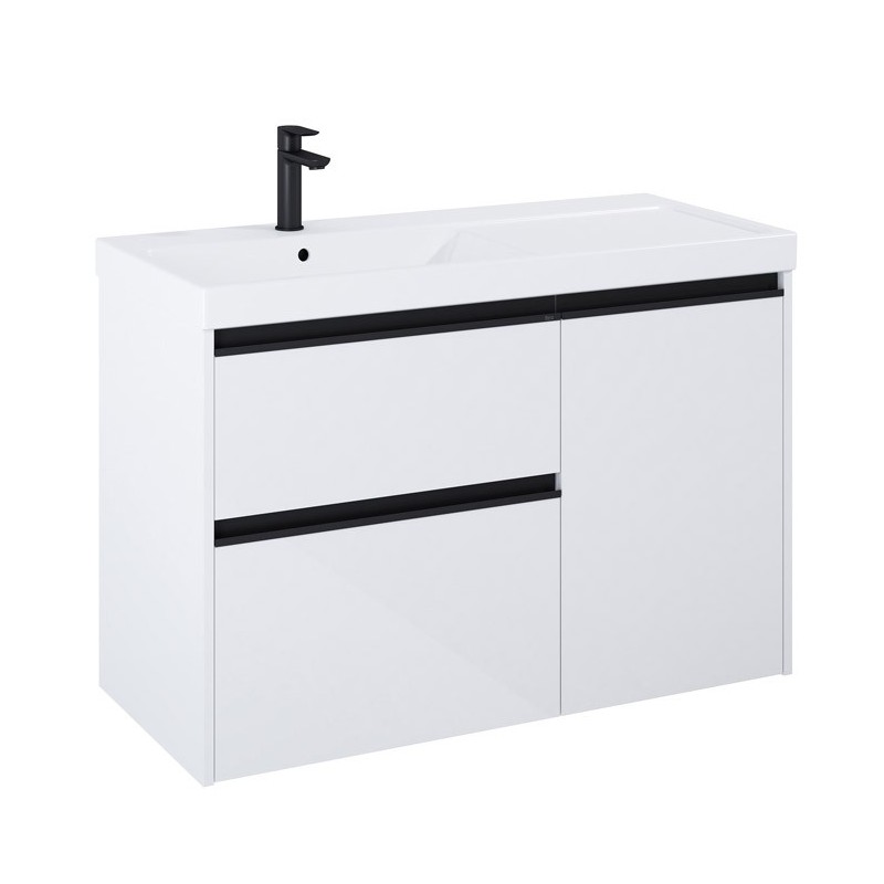 Roca Gap Pro Zestaw łazienkowy Unik szafka z koszem cargo + umywalka lewa 100 cm biały połysk (A857904806+A3270MB004)