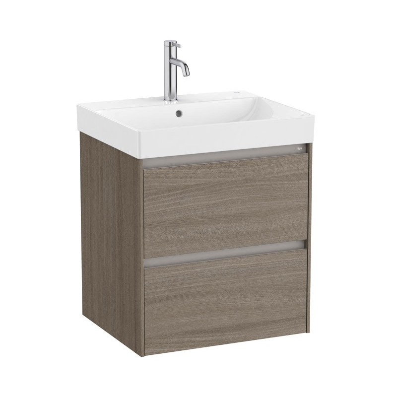 Roca Ona Zestaw łazienkowy UNIK (szafka z umywalką) Ciemny wiąz 55 cm (A851687511)