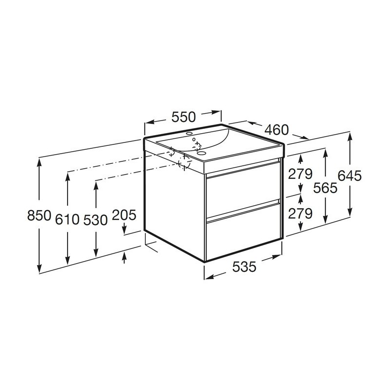 Roca Ona Zestaw łazienkowy UNIK (szafka z umywalką) biały mat 55 cm (A851687509)