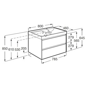 Roca Ona Zestaw łazienkowy UNIK (szafka z umywalką) prawy biały mat 80 cm (A851690509)