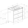 Roca Alpine Szafka (3 szuflady) z umywalką ceramiczną 80 cm czarny mat (A857868532+A32799C000)
