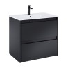 Roca Alpine Szafka (2 szuflady) z umywalką ceramiczną 70 cm czarny mat (A857864532+A32799D000)