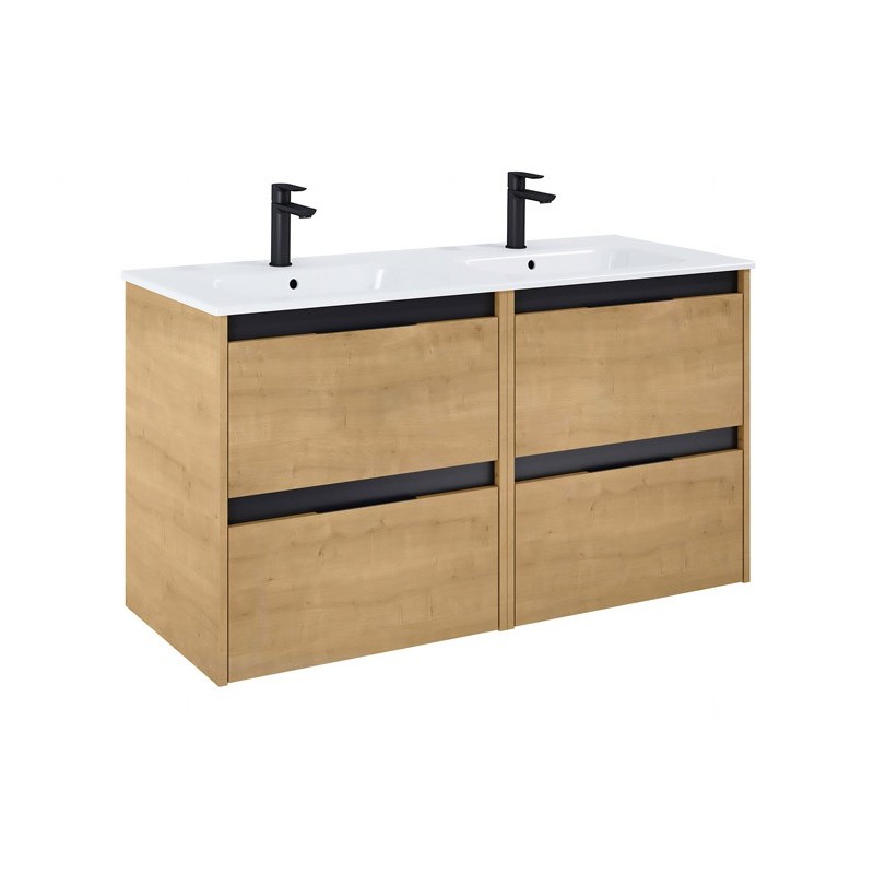 Roca Alpine Szafka (4 szuflady) z umywalką ceramiczną 120 cm jasny dąb (2xA857863464+A32799A000)